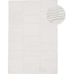 Flair Rugs Бял ръчно изработен килим със смес от вълна 160x230 cm Sculptured Blocks - Flair Rugs (503119381607)