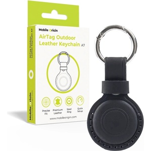 Mobile Origin Кожен ключодържател за Apple AirTag - Mobile Origin A7 Outdoor Leather Keychain (черен) (MO-AOLK-BLK)