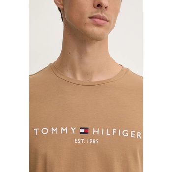 Tommy Hilfiger Памучна тениска Tommy Hilfiger в бежово с апликация (MW0MW11797)