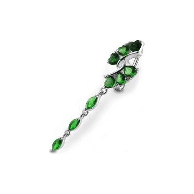Šperky4U stříbrný piercing do pupíku tmavě zelené zirkony BP01251-E