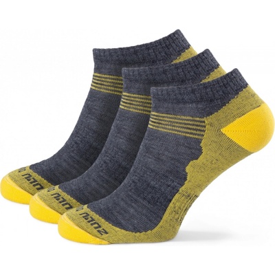 Zulu ponožky Merino Summer M 3-pack sivá/žltá