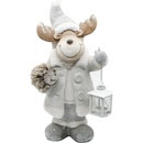 MagicHome Dekorácia Vianoce Sobík s lampášom keramika 24,50x18,50x49 cm