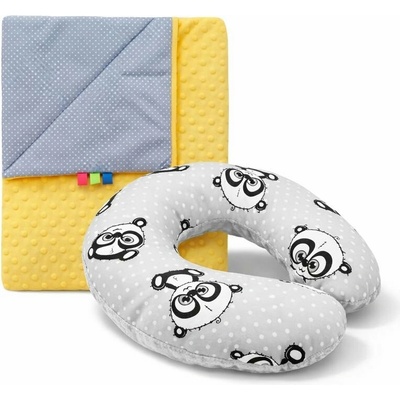 COSING Set Minky deka a nákrčník Pandy žlutý/šedý