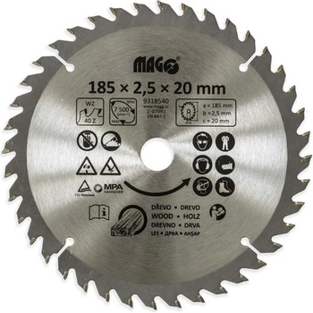MAGG Pilový kotouč 185x2,5x20mm/40 zubů střídavě šikmé 9318540