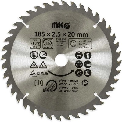 MAGG Pilový kotouč 185x2,5x20mm/40 zubů střídavě šikmé 9318540