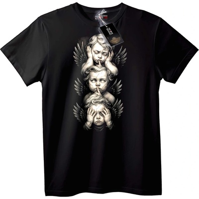 NOONEBRAND Тениска Три ангели: Виждам, чувам, мълча - 2XL, White