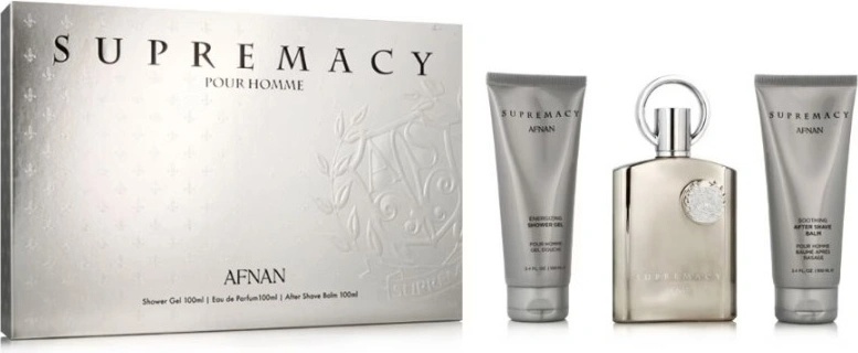 Afnan Supremacy Silver Подаръчен комплект за мъже Размер EDP 100ml + 100 ml афтършейв балсам + 100 ml душ гел
