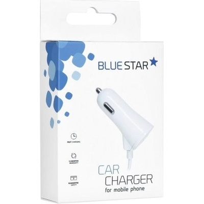 Autonabíjačka BlueStar pre iPhone 5/6/6s/7/8/X s pripojeným naťahovacím Lightning káblom + 1A USB port biela BlueStar biela 1 meter