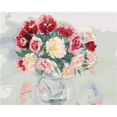 zuty Malování Podle Čísel Barevné Pivoňky Ve Váze 80 x 100 Cm Plátno Rám