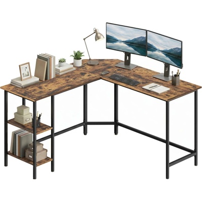 Artenat Rohový pracovný stôl Lera, 138 cm, hnedá/čierna