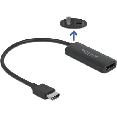 Delock Адаптер Delock 63206, HDMI-A мъжко - DisplayPort женско, 4K 60 Hz, Черен (63206)