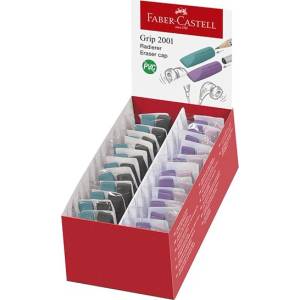 Faber-Castell Меден ластик FABER-CASTELL Grip 2001 40x10mm 2 броя черни/океански сини розови/лилави цветове 187173 (187173)