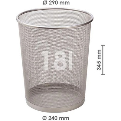 Tempus Papírnictví Koš odpadkový drátěný střední 18l. stříbrný