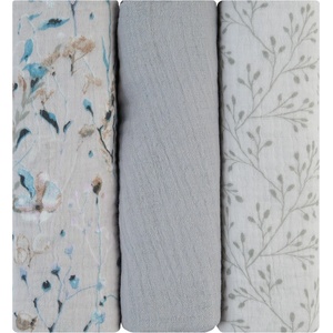 KikkaBoo Комплект 3 бр муселинови пелени 75х75 см Dreamy Fields Grey (31103010111)