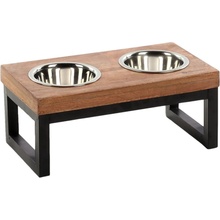 FLAMINGO Tommy Duo Dinner Stojan s 2 nerezovými miskami pre psy a mačky 370 ml