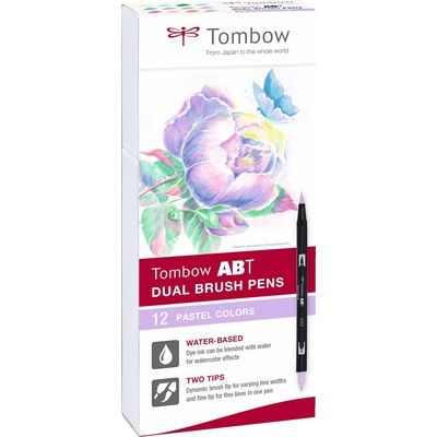 Tombow Маркер ABT Двойна Четка 12P-2 Пастел (12) (ABT-12P-2)
