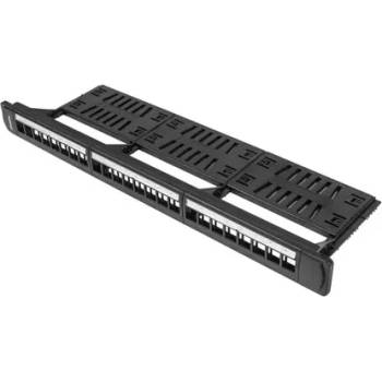 Image 1 of Lanberg Пач панел, Lanberg patch panel blank 24 port 1U with organizer for keystone modules, black (PPKS-1124-B)