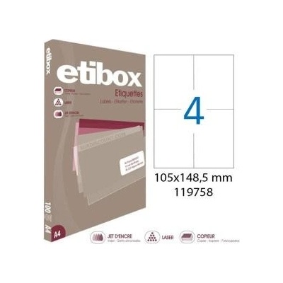 Etikety univerzálne 105x148,5mm Etibox A4 100 hárkov