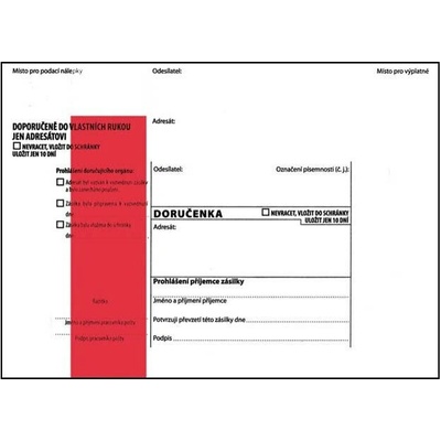 Obálky B6 s doručenkou, vytrhovací okénko - s červeným pruhem / 1000 ks
