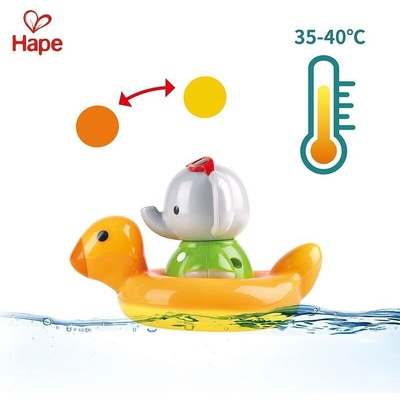 Hape Играчка за баня Hape, Въртящо се слонче с пояс, променящ цвета си (H0222)