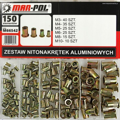 Nýtovacie matice, sada 150ks, M3-M10, oceľové MAR-POL M66542