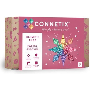 CONNETIX Connetix® Пастелна геометрична опаковка магнитен строителен комплект 40 бр (ct-p-00040-ge)