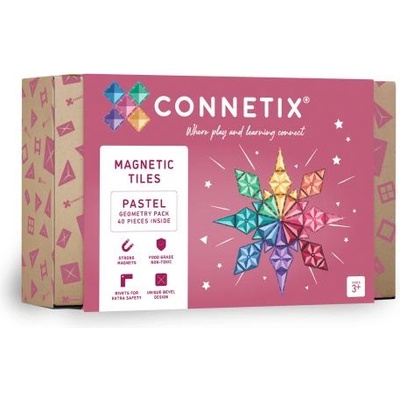 CONNETIX Connetix® Пастелна геометрична опаковка магнитен строителен комплект 40 бр