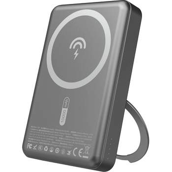 Dudao K28 10000mAh PD 22.5W MagSafe Преносима батерия Powerbank с метален корпус и стойка за пръстен - сив (K28-G)