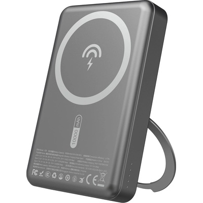 Dudao K28 10000mAh PD 22.5W MagSafe Преносима батерия Powerbank с метален корпус и стойка за пръстен - сив (K28-G)