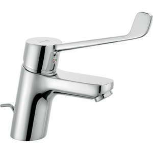 Kludi Pure&Easy - Смесител за мивка с медицинска ръкохватка и изпразнител, хром 372870565 (372870565)