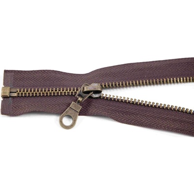 Deliteľný kovový starokovový zips č.5 viac farieb - dĺžka (30 - 100 cm) 60 cm hnedá