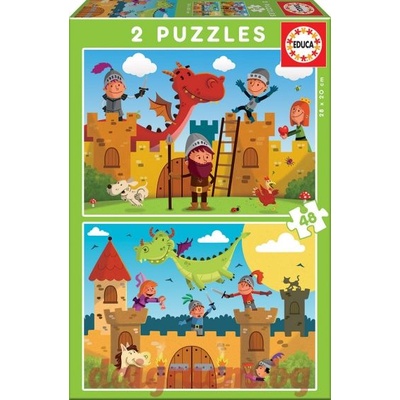 Educa Пъзел educa 17151 - 2 х 48 части - Дракони и рицари (edu17151)