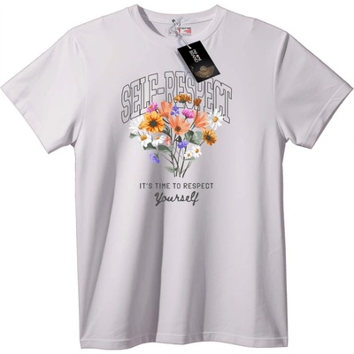 NOONEBRAND Тениска с Флорални Мотиви за Самоуважение - 2XL, White
