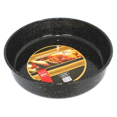 Румънски емайл РЯ-Тава кръг дълбока Ø32xh8cm ЧЕРНА (442HF/32) (016092)