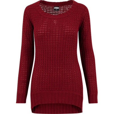 Urban Classics Дамски пуловер в тъмночервено Ladies Long Wideneck SweaterUB-TB739-00606 - Тъмночервен, размер XS