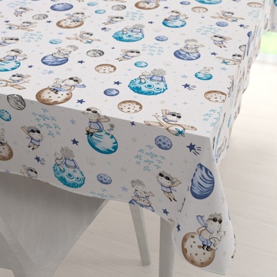 Biante Detský bavlna obdĺžnikový obrus Sandra SA-644 Malý modrý princ na bielom 50x100 cm