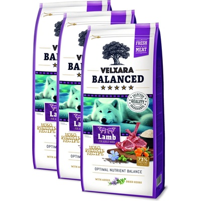 Velxara Balanced FM Dog Adult Monoprotein Lamb & Rice 3 x 12 kg
