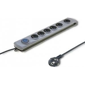 Qoltec Anti-surge strip | 6 sockets | 5m | Gray