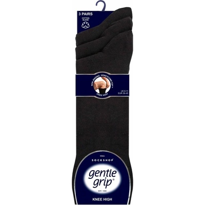 Gentle Grip 3 páry bavlnené Čierne lem bez gumičiek