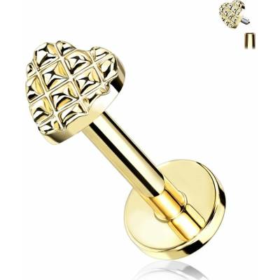 Šperky4U labreta cartilage piercing srdíčko LB0036GD-1208