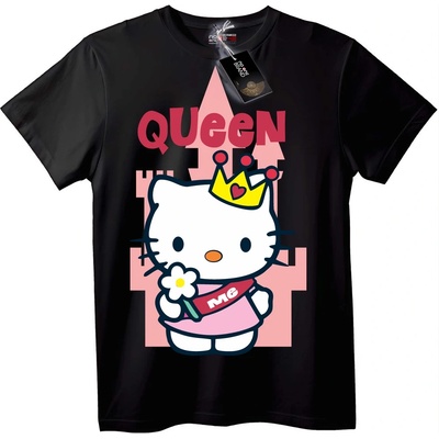 NOONEBRAND Тениска 'Hello Kitty Кралица' - M, Black