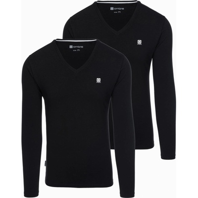 Ombre Clothing Мъжки комплект SLIM FIT с дълъг ръкав, V-образно деколте и лого 2 бр - 2х черно V5 Z103 Ombre Clothing Ombre Clothing | Cheren | МЪЖЕ | S