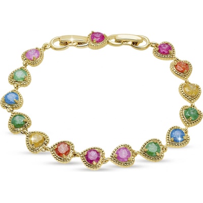 Biju Pozlacený náramek s barevnými srdíčky 2906 2002906