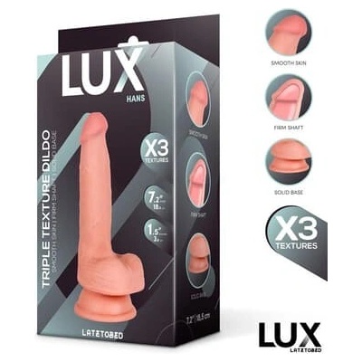 LUX Hans trojitá textúra dildo s guľami 18,3 cm koža