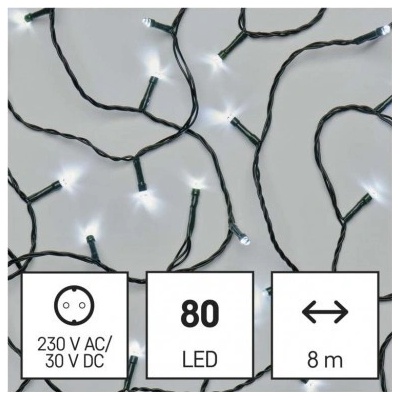 LED vianočná reťaz 8 m vonkajšia aj vnútorná studená biela časovač 8592920095645