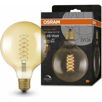 Osram zlatá LED stmievateľná žiarovka E27 7 W VINTAGE 1906, teplá biela 4058075761674