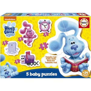 Educa Детски пъзел 5 в 1 Educa - Загадките на Blue, 19 части (EDU19397)