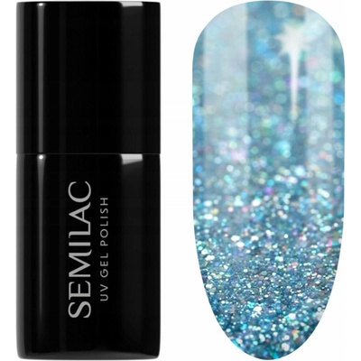 Semilac Hybridní lak na nehty Frosty Christmas 610 Třpytivý Světle Modrá 7ml