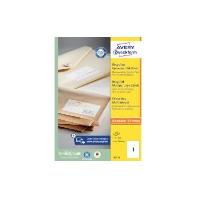 Avery Zweckform Етикети рециклирани 210х297мм lr3478 100л