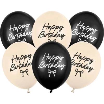 Party Deco Балони Happy Birthday - Черно и Nude (SB14P-362-000-6)
